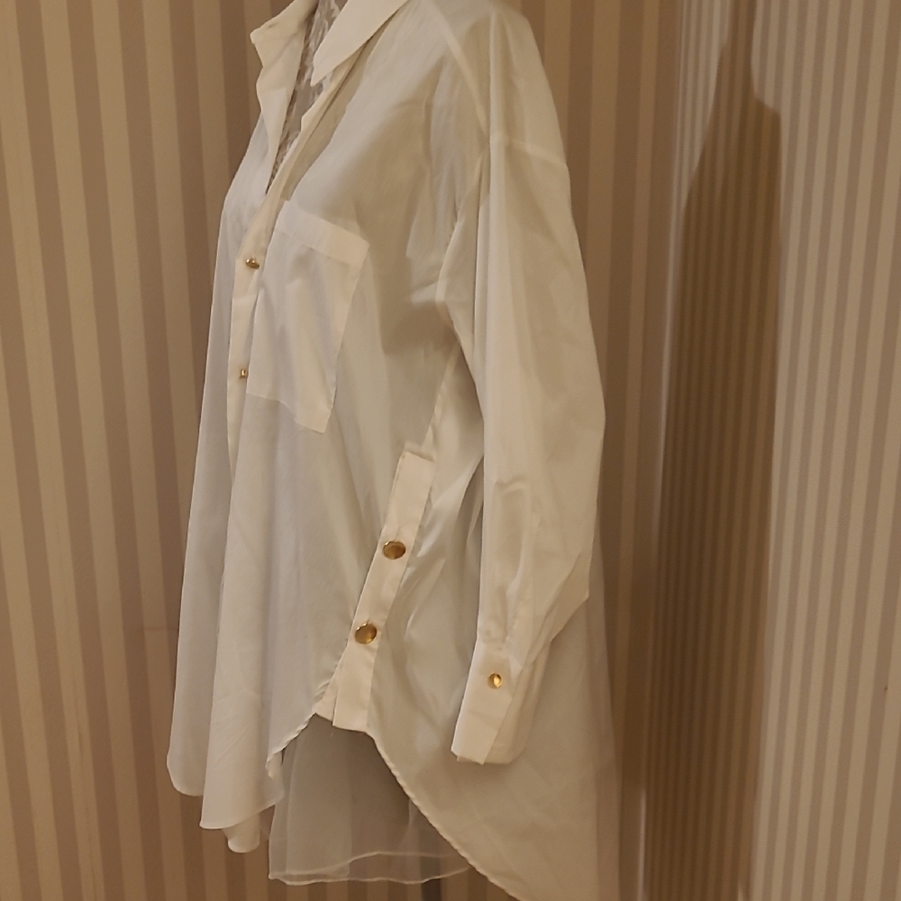 Zara Elegant Cream Button-Down Blouse - Picture 2 of 5